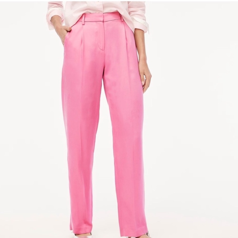 J. Crew Wide Leg Pleated Twill Trouser Pant Pink 4 NWT